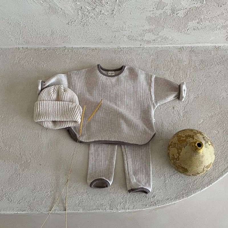 Waffle Knitted Set: Brown