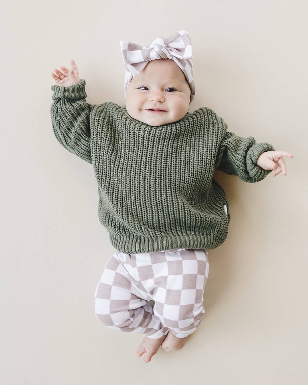 Checkered Headband | Latte: One Size