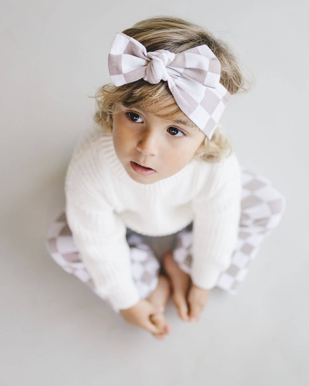 Checkered Headband | Latte: One Size