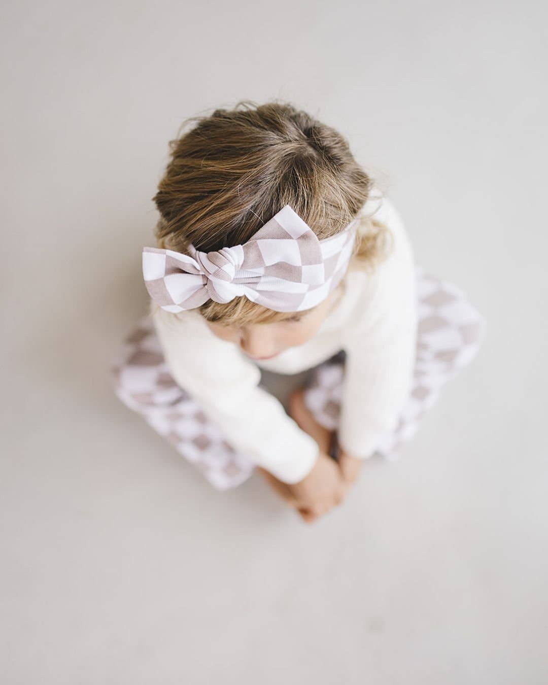 Checkered Headband | Latte: One Size