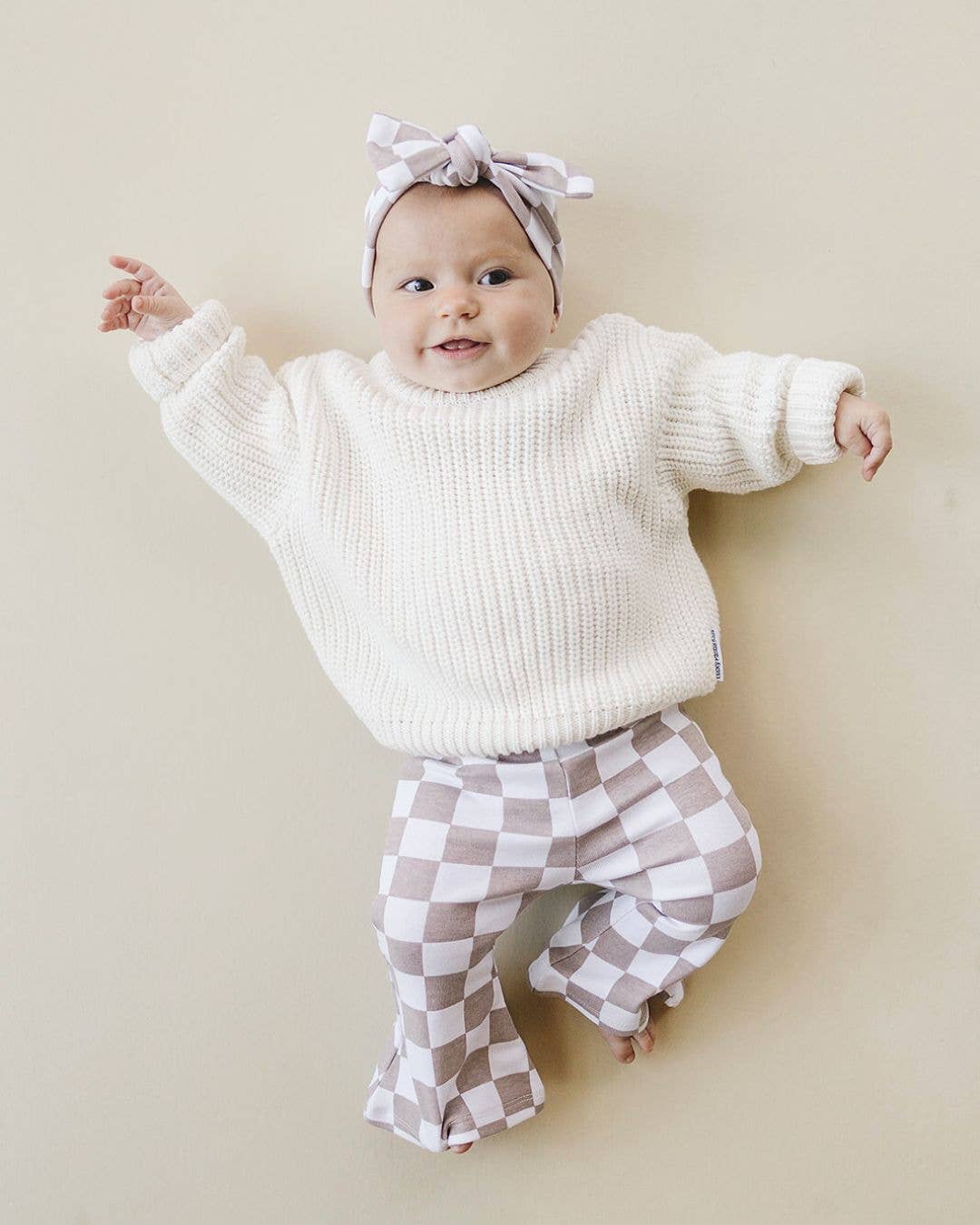 Checkered Headband | Latte: One Size