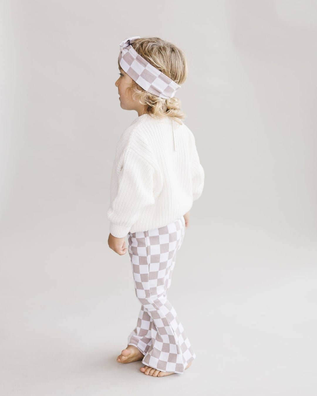 Checkered Headband | Latte: One Size