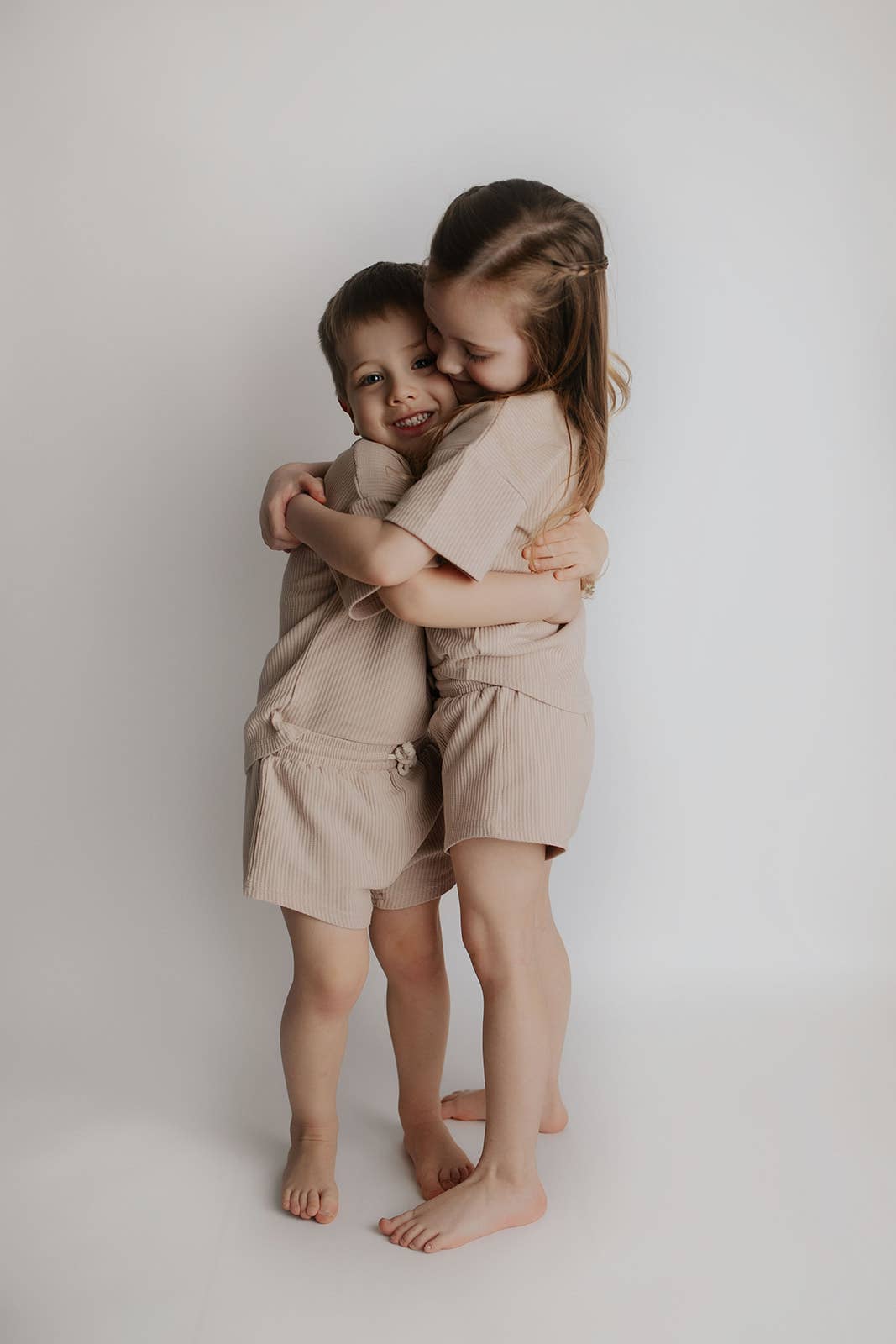 Tan Summer Waffle Toddler Top & Bottom Set: No Bow