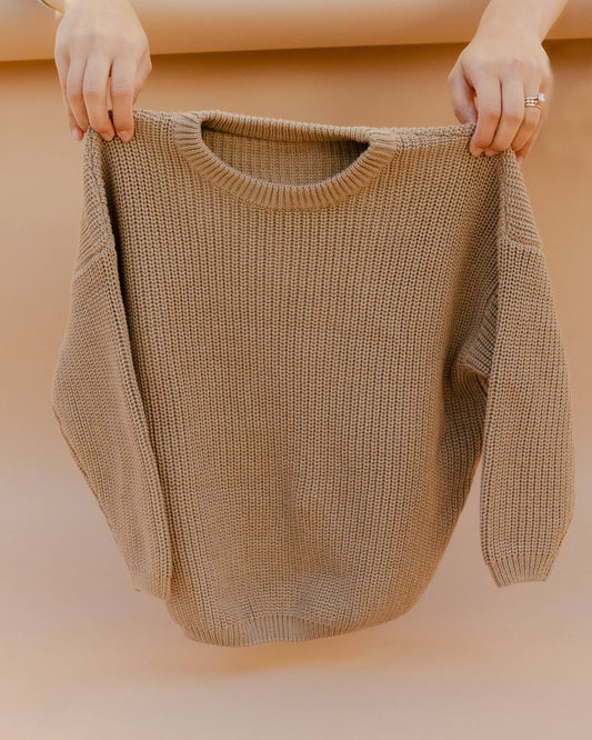 Chunky Knitted Sweater: Taupe
