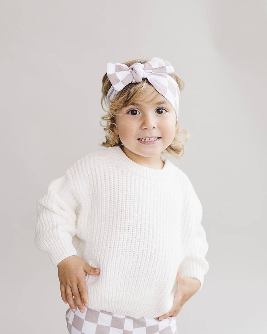 Checkered Headband | Latte: One Size