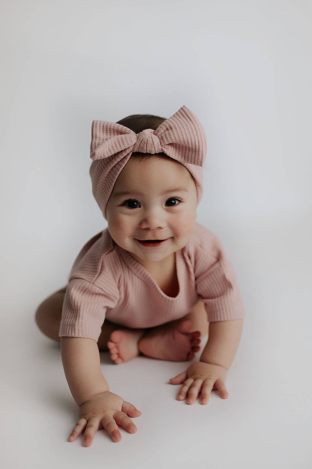 Rose Pink Summer Waffle Toddler Top & Bottom Set: Bow INCLUDED