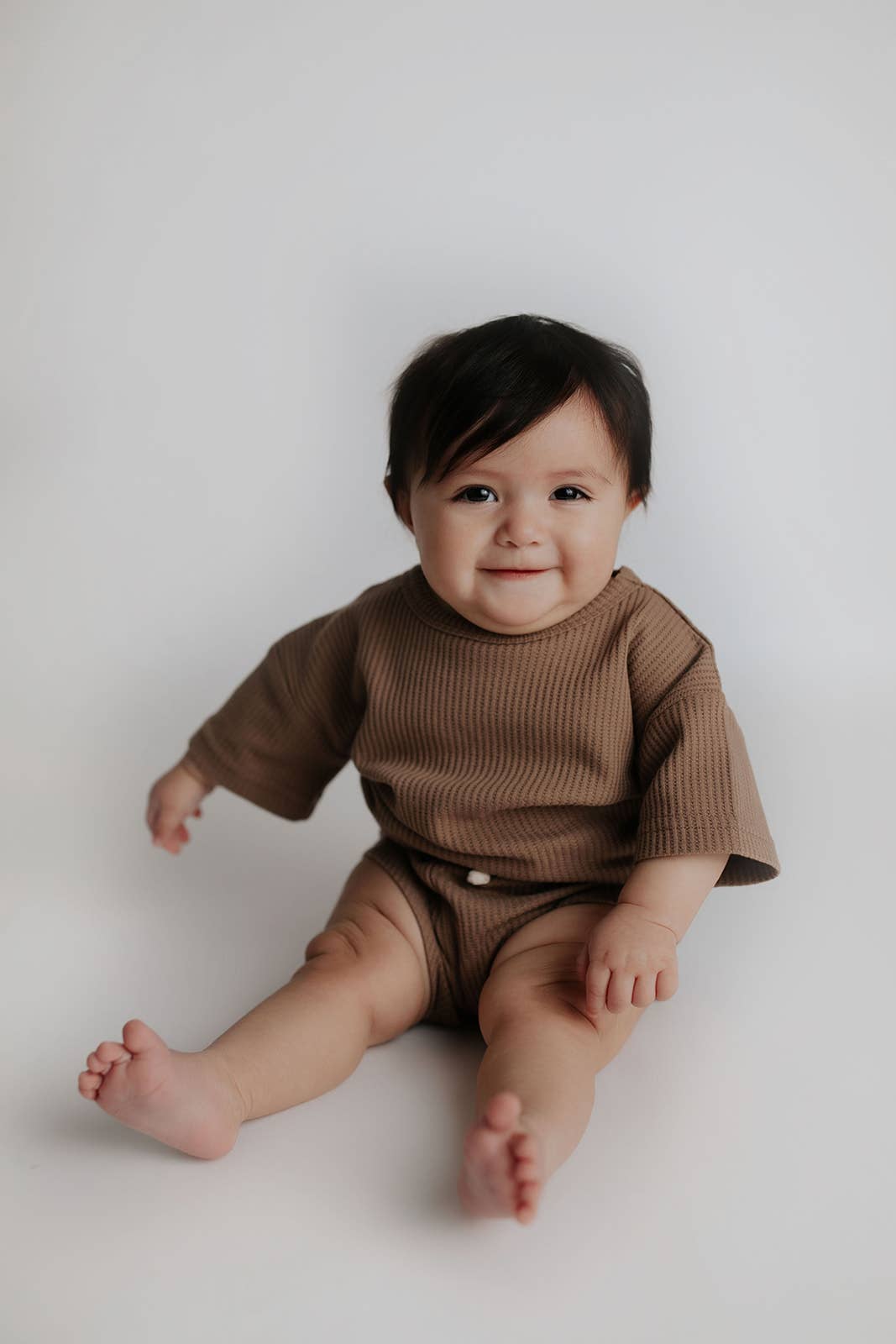 Cocoa Sands Neutral Summer Waffle Toddler Top & Bottom Set: No Bow