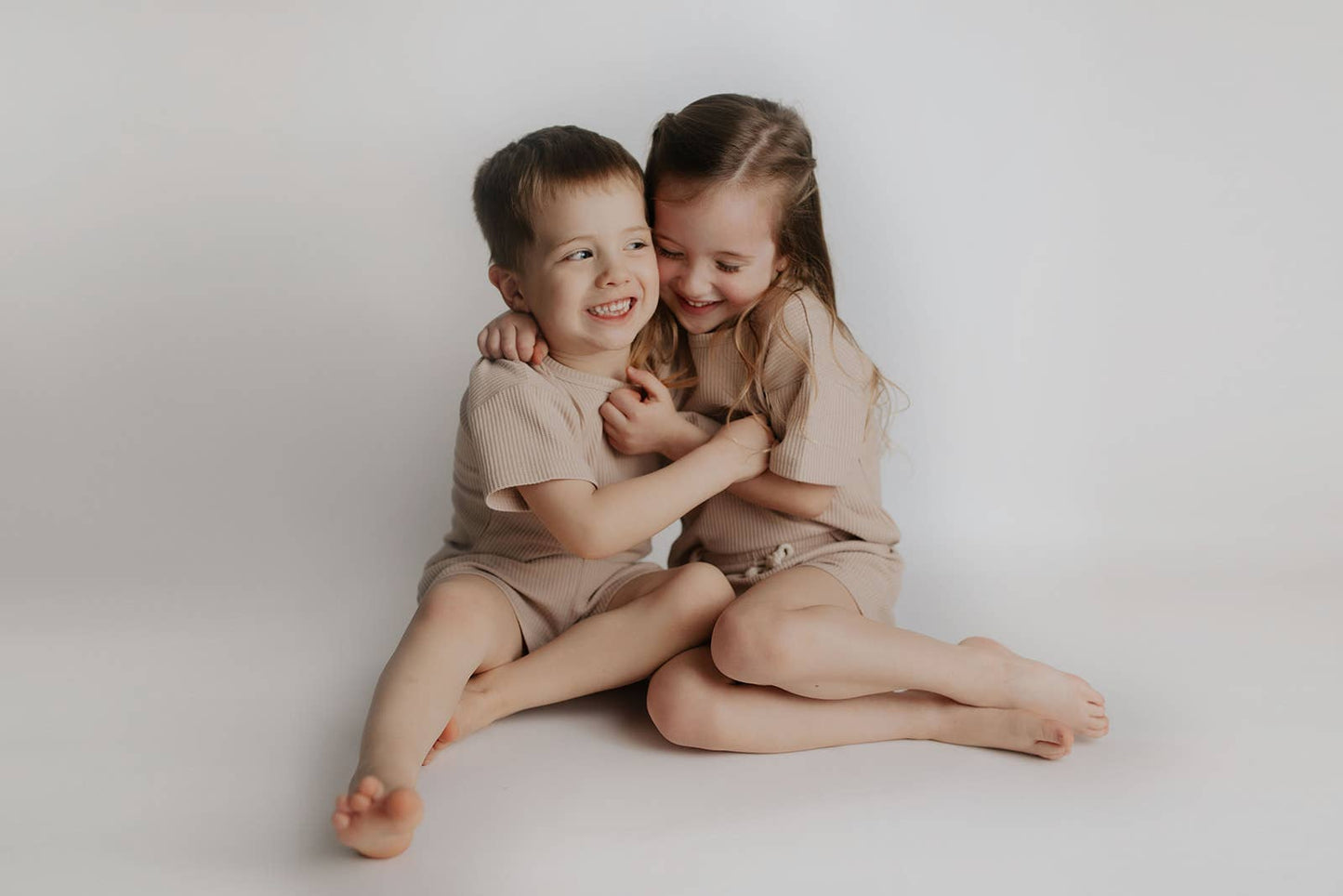 Tan Summer Waffle Toddler Top & Bottom Set: No Bow