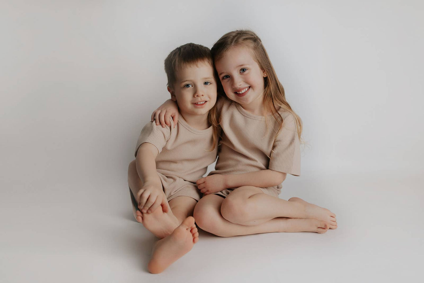 Tan Summer Waffle Toddler Top & Bottom Set: No Bow