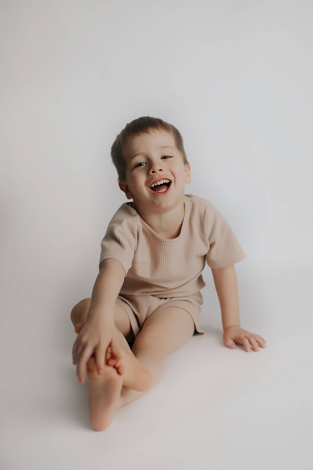 Tan Summer Waffle Toddler Top & Bottom Set: No Bow