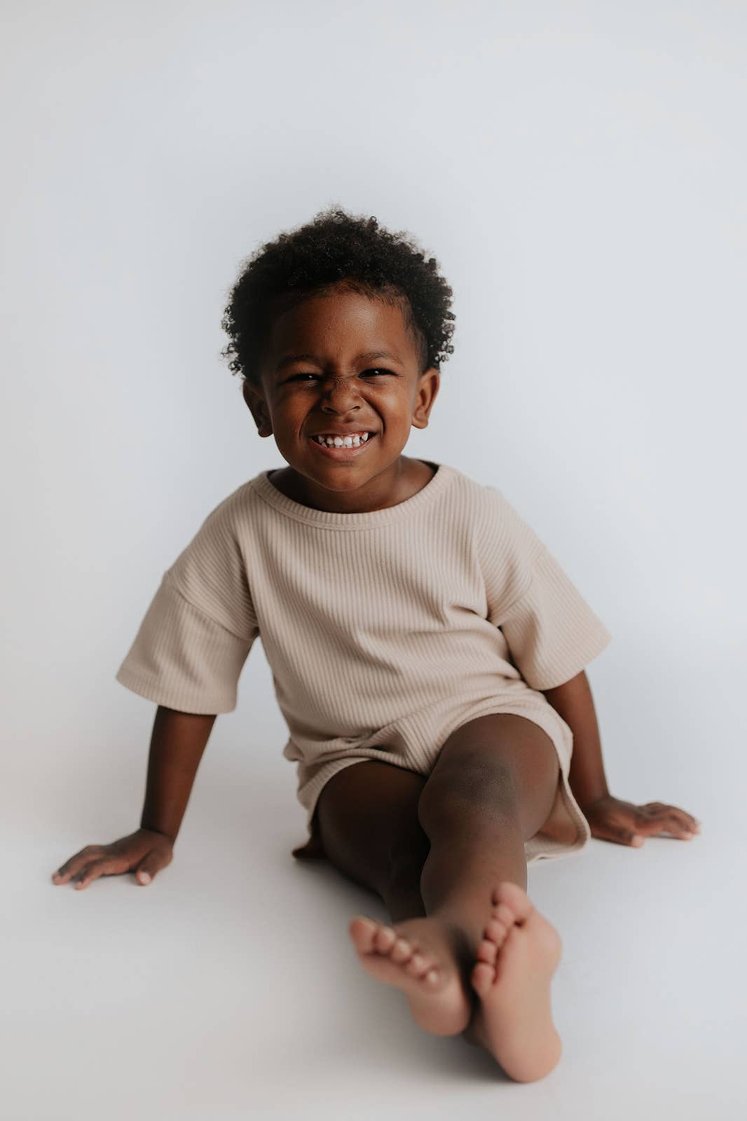 Tan Summer Waffle Toddler Top & Bottom Set: No Bow