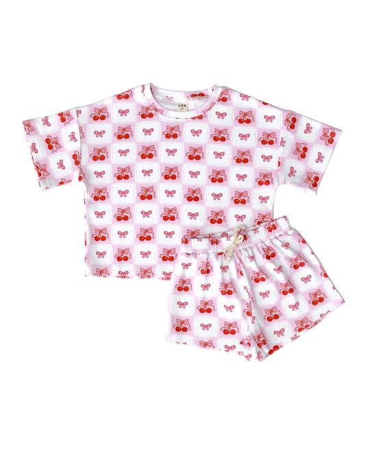 Baby & Kids' Shorts Set | Checkered Cherry
