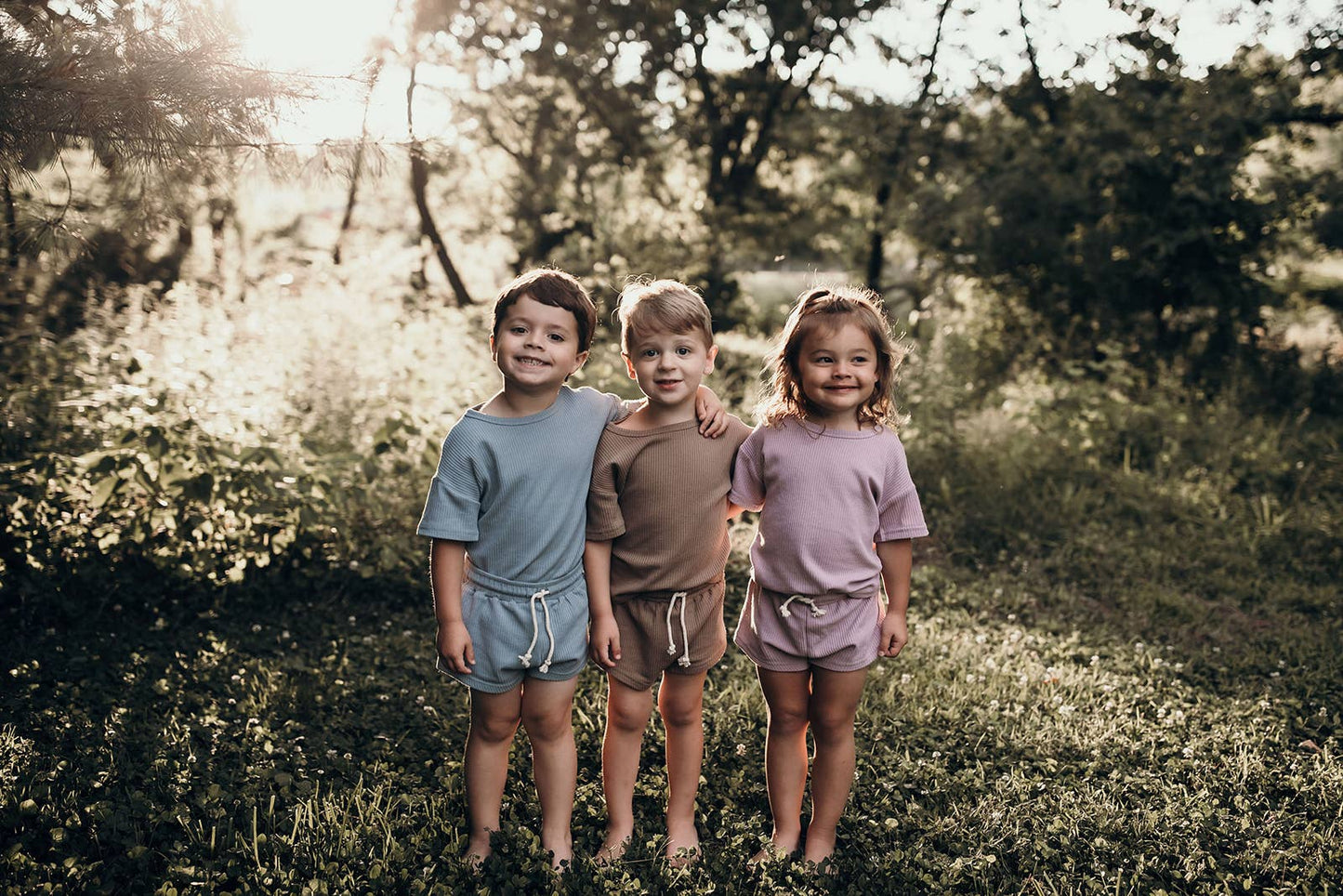 Cocoa Sands Neutral Summer Waffle Toddler Top & Bottom Set: No Bow