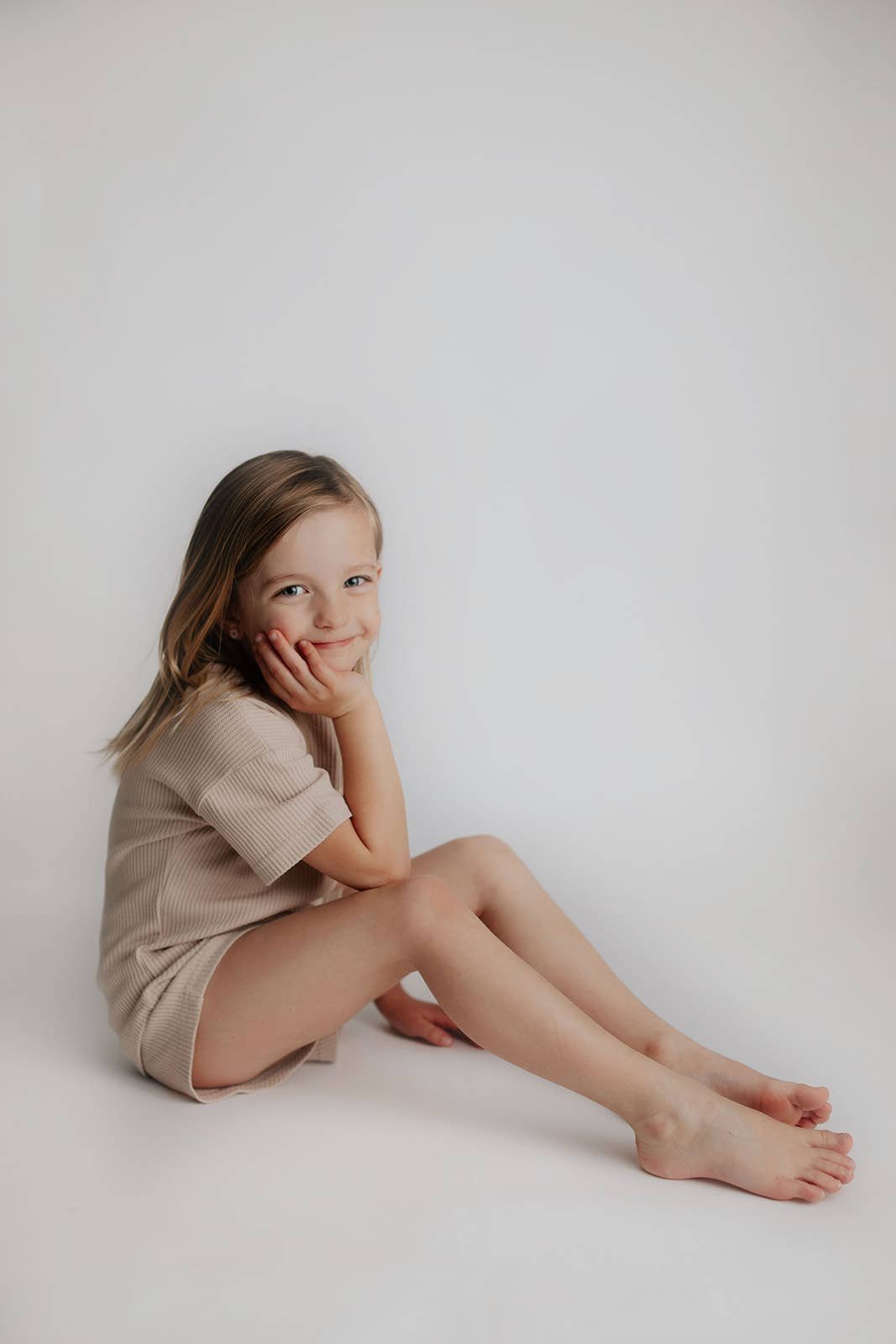 Tan Summer Waffle Toddler Top & Bottom Set: No Bow