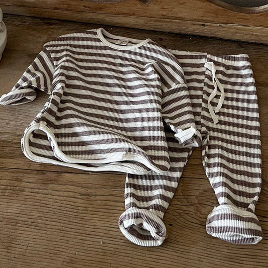 Waffle Knitted Set: Brown