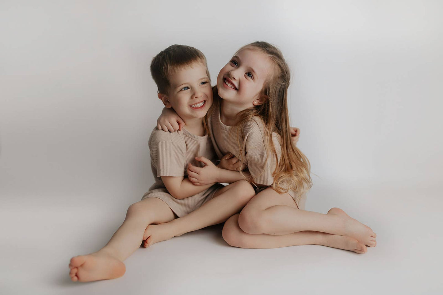 Tan Summer Waffle Toddler Top & Bottom Set: No Bow